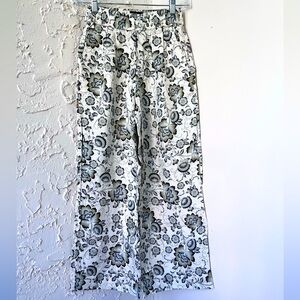 Tahari - 100% Linen Floral Wide Leg Pants